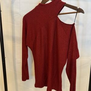 Tart Shimmery Ribbed Sweater in Deep Wine Red